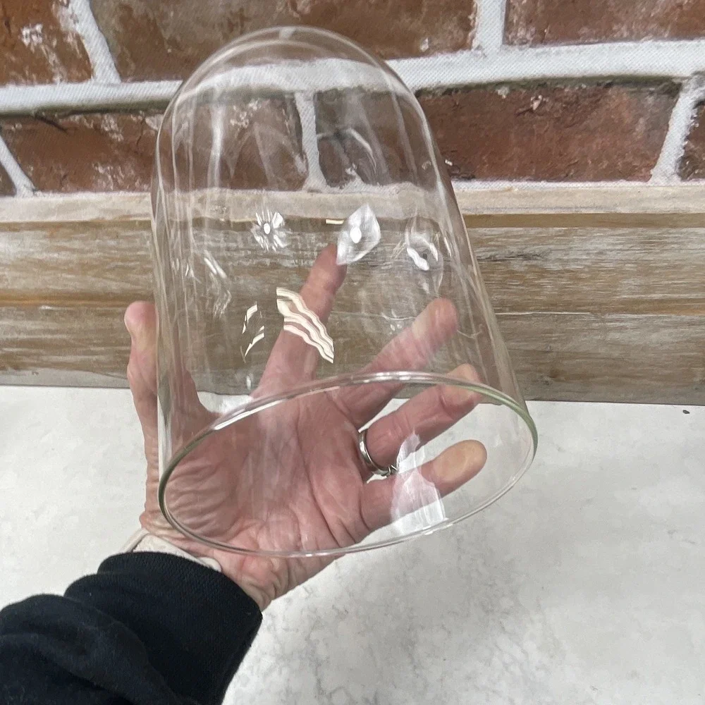 Clear Glass Dome Cloche Hurricane Shade for Pillar Candle 7in Tall x 4in